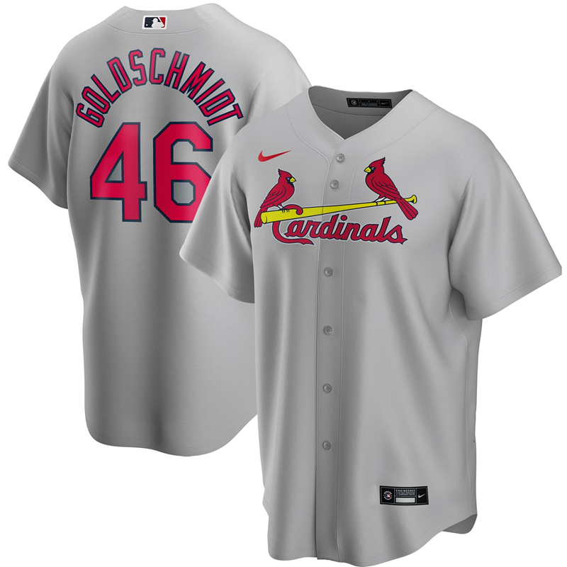2020 MLB Men St. Louis Cardinals #46 Paul Goldschmidt Nike Gray Road 2020 Replica Player Jersey 1